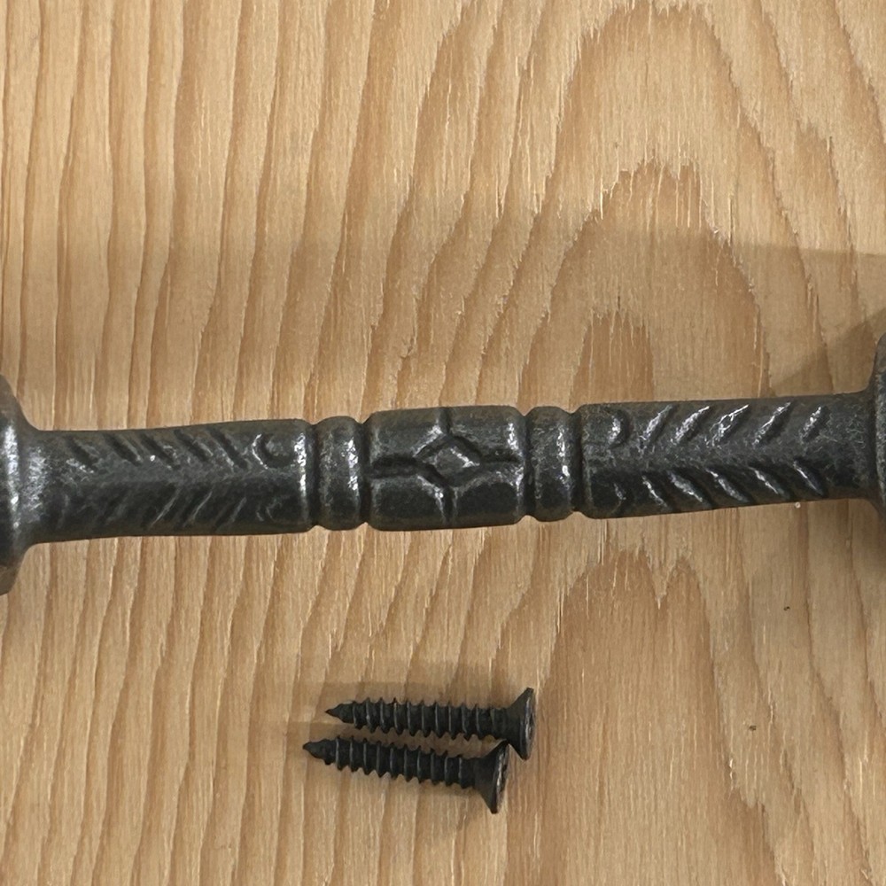 Cast Iron Drawer Cabinet Pulls Rustic Oil Rubbed 2 Pack