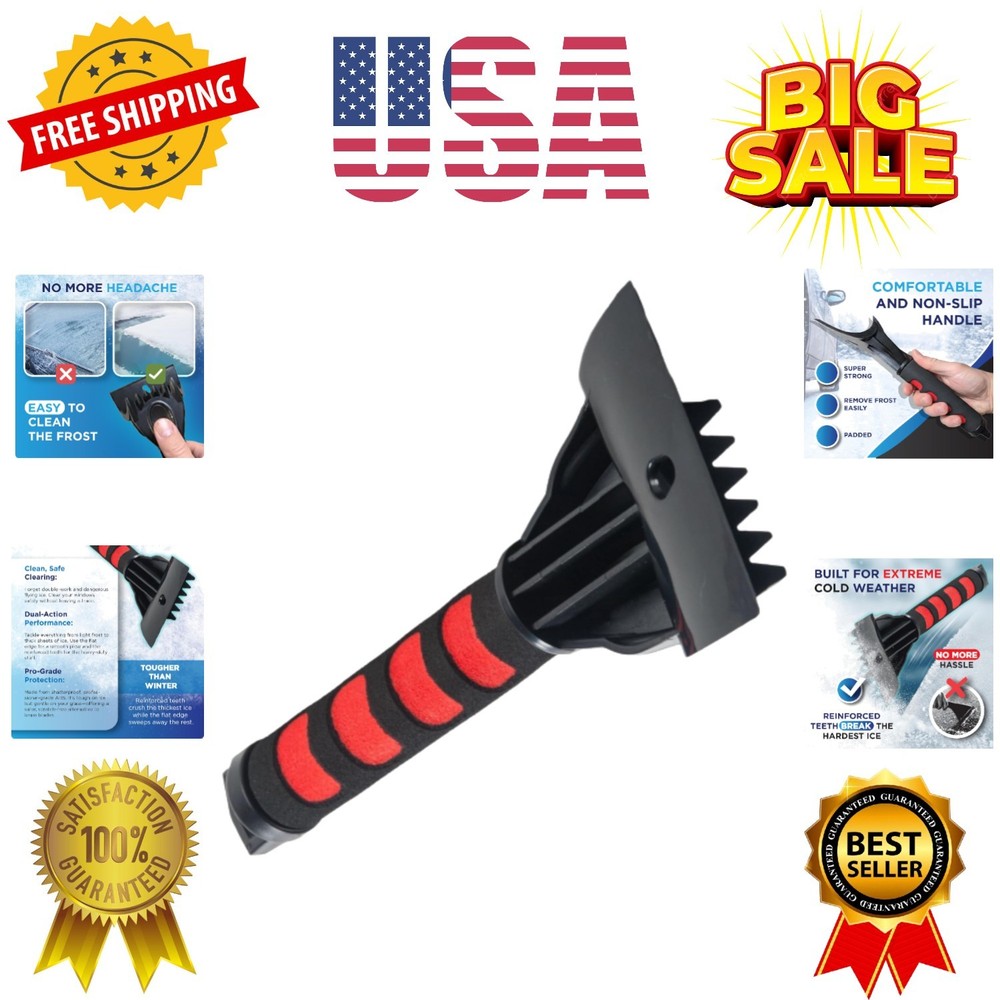 Ice Scraper for Car Windshield & Windows - Tough Reinforced Plastic Handle - ...