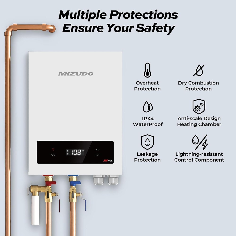 24KW Electric Tankless Water Heater Instant Hot On Demand for Whole House 240V