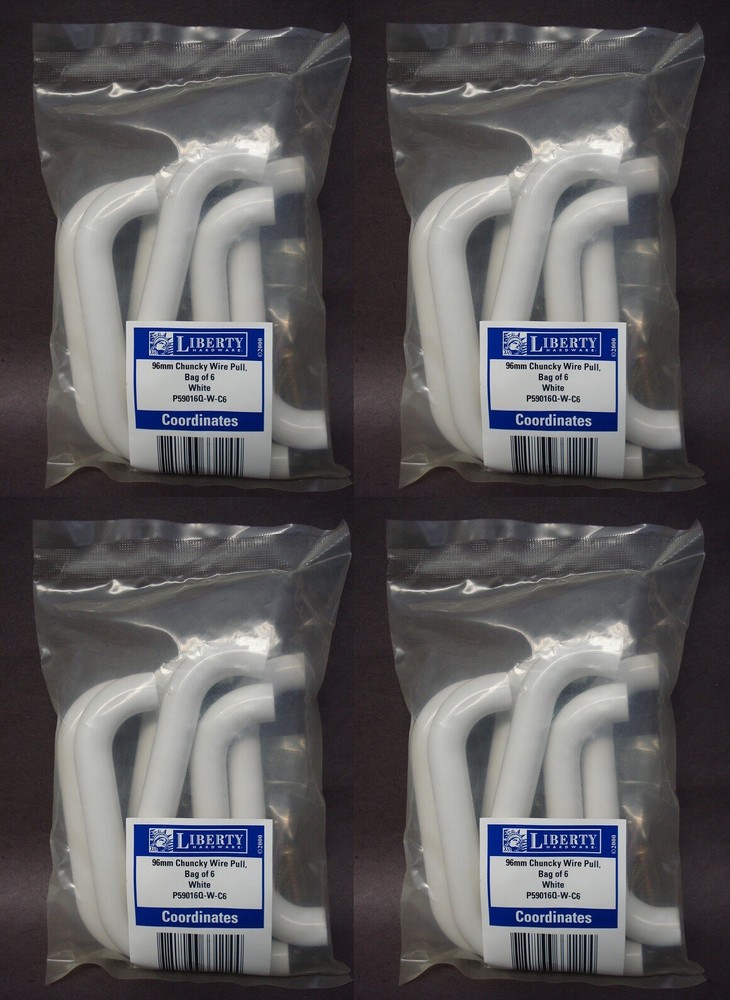 24 Liberty 96mm Chuncky Wire Pull Handle White Coordinates, (4 Packs)