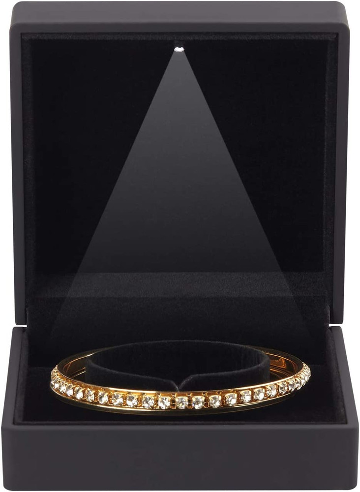 LED Light Bracelet Jewelry Box Storage Case Organizer (Black)
