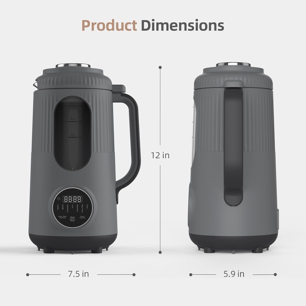 8 in 1 Nut Milk Maker - 35oz Automatic Plant-Based Milk Machine with Delay Start