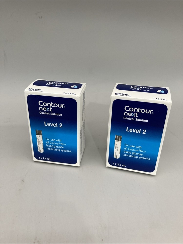 2 Pack Contour Next Control Solution for Glucose Test Meter, Level 2, 2.5ml
