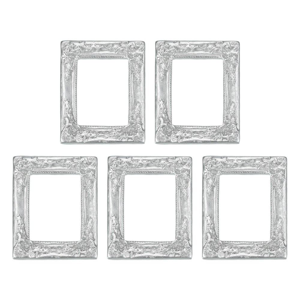 5pcs, Mini Vintage Frames 1.5 x 1.2" Resin Tiny Picture Frames Silver