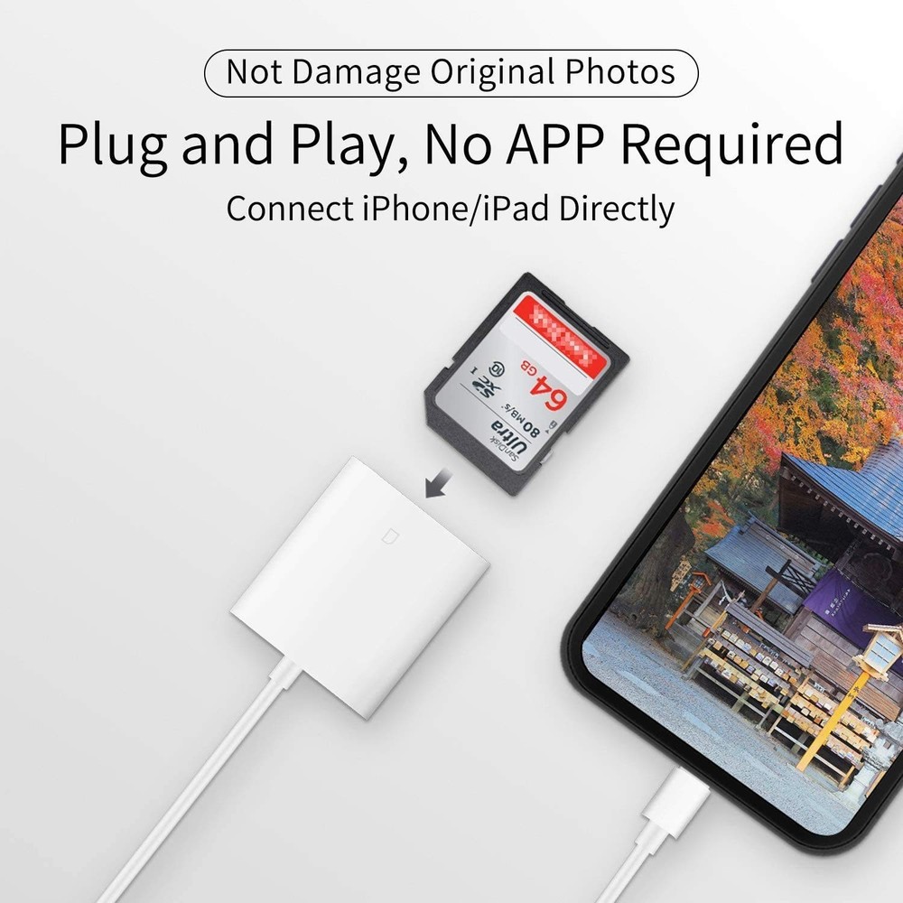 Apple MFi Certified Lightning to SD Card Camera Reader for iPhone iPad, sd Ca...