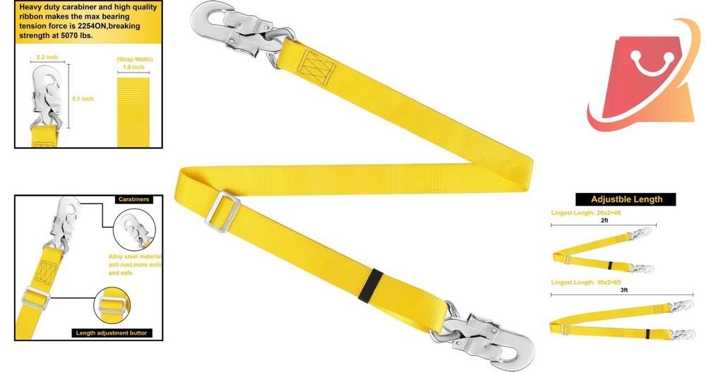 Hunting Safety Harness Polyester 6ft Adjustable Fall Restraint Belt