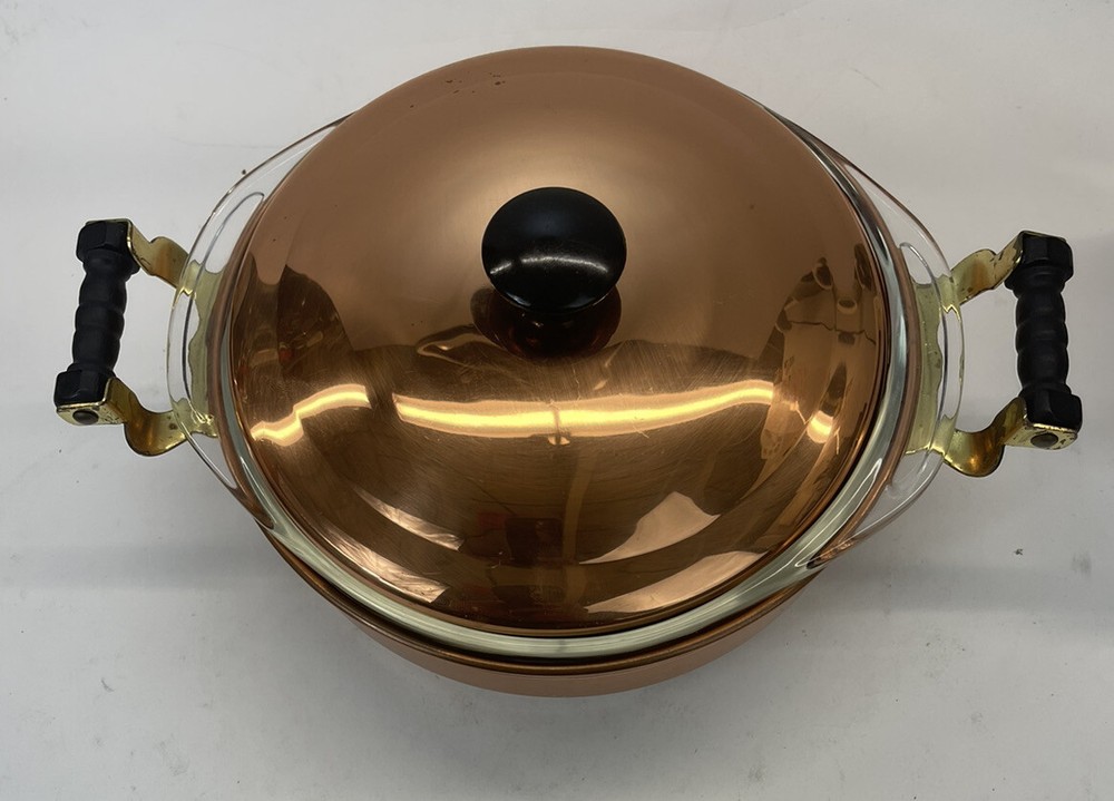 Vintage 1950s CopperCraft Guild Copper Buffet Casserole Pyrex Insert