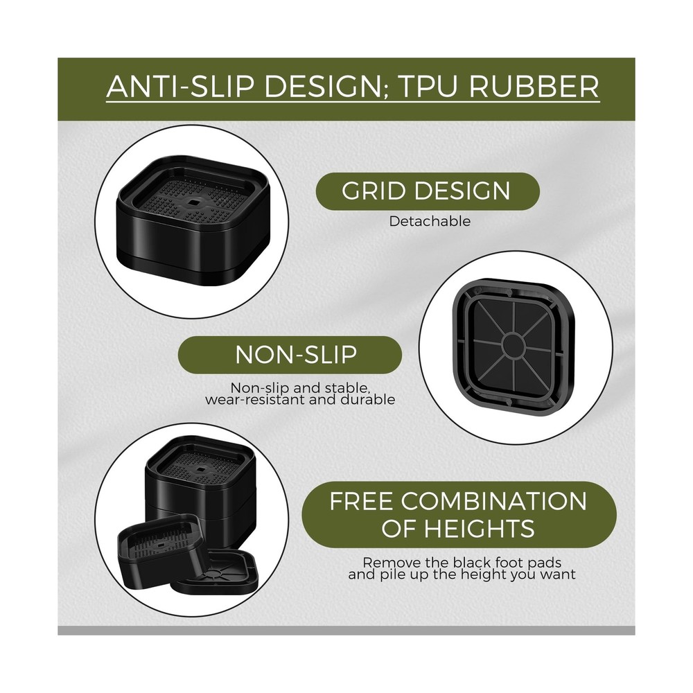 Furniture Risers Adjustable Bed Risers Desk Leg Risers 1.38" Stackable Heavy ...