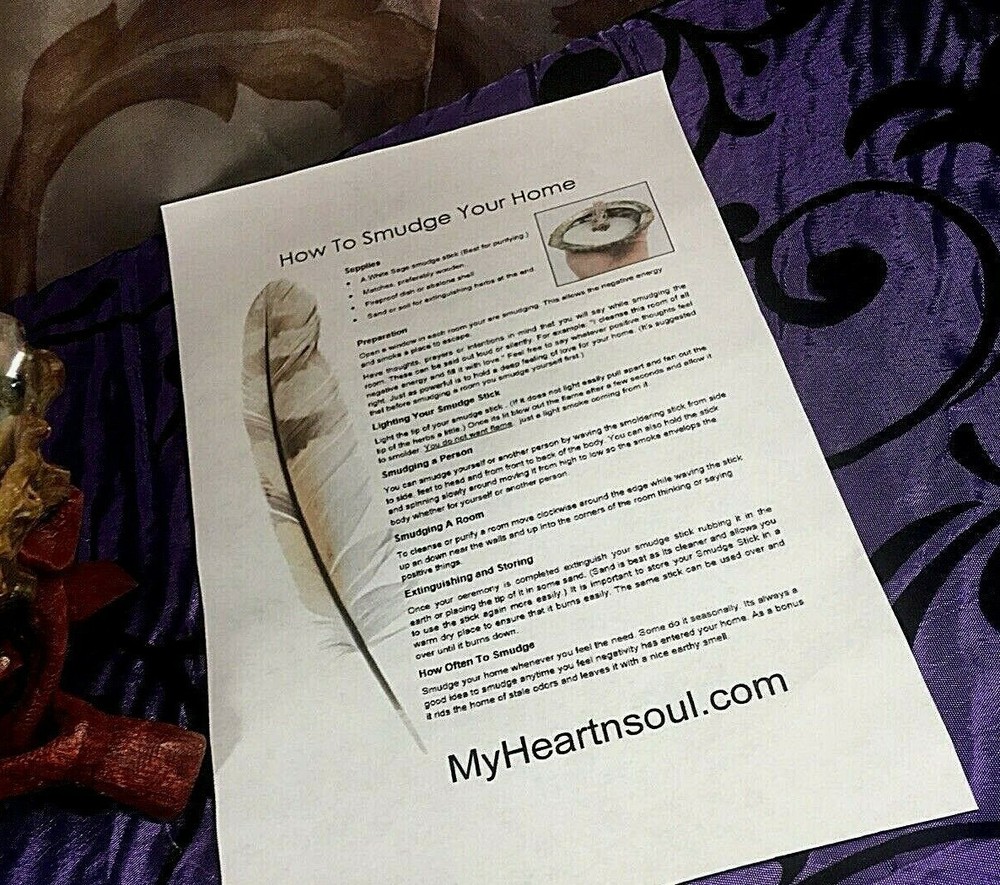 DELUXE SMUDGE KIT ABALONE SHELL STAND SAND SAGE FEATHER CLEANSING CLEARING