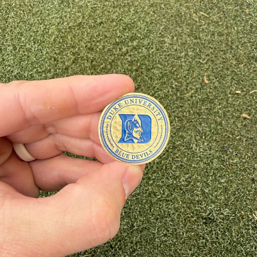 Custom 'Duke Blue Devils' Golf Ball Marker Hand-Hammered and Engraved