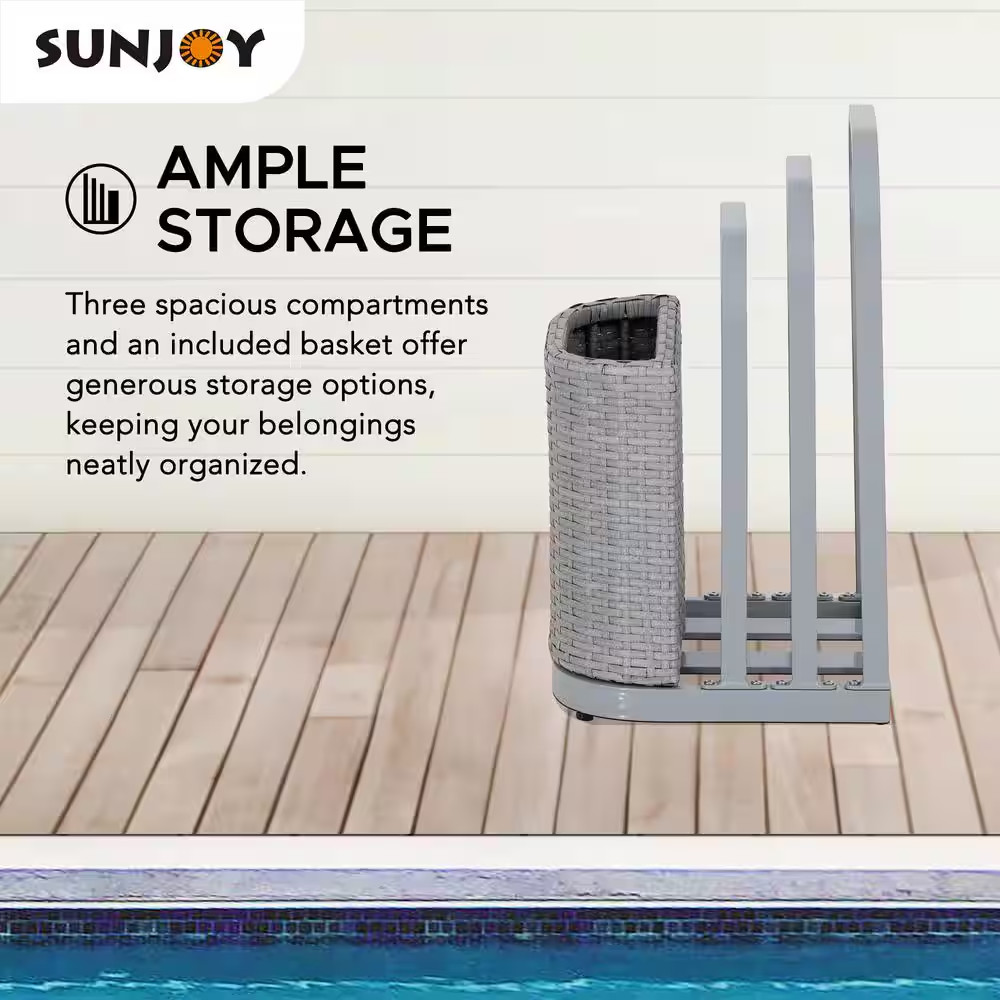 16 In. Rust-Proof Aluminum Pool Float Storage Rack, Wicker Poolside Floating Sto