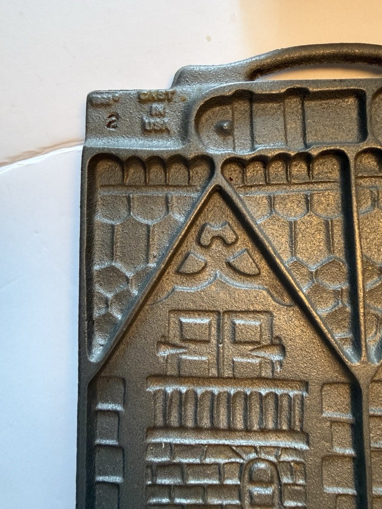 John Wright Cast Victorian Gingerbread House 2 Sided Cast Iron Mold Box USA