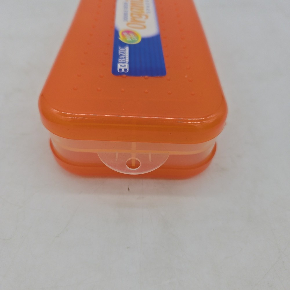 BAZIC Plastic Pencil Case 8" Double Deck Utility Storage Box, Organizer Orange