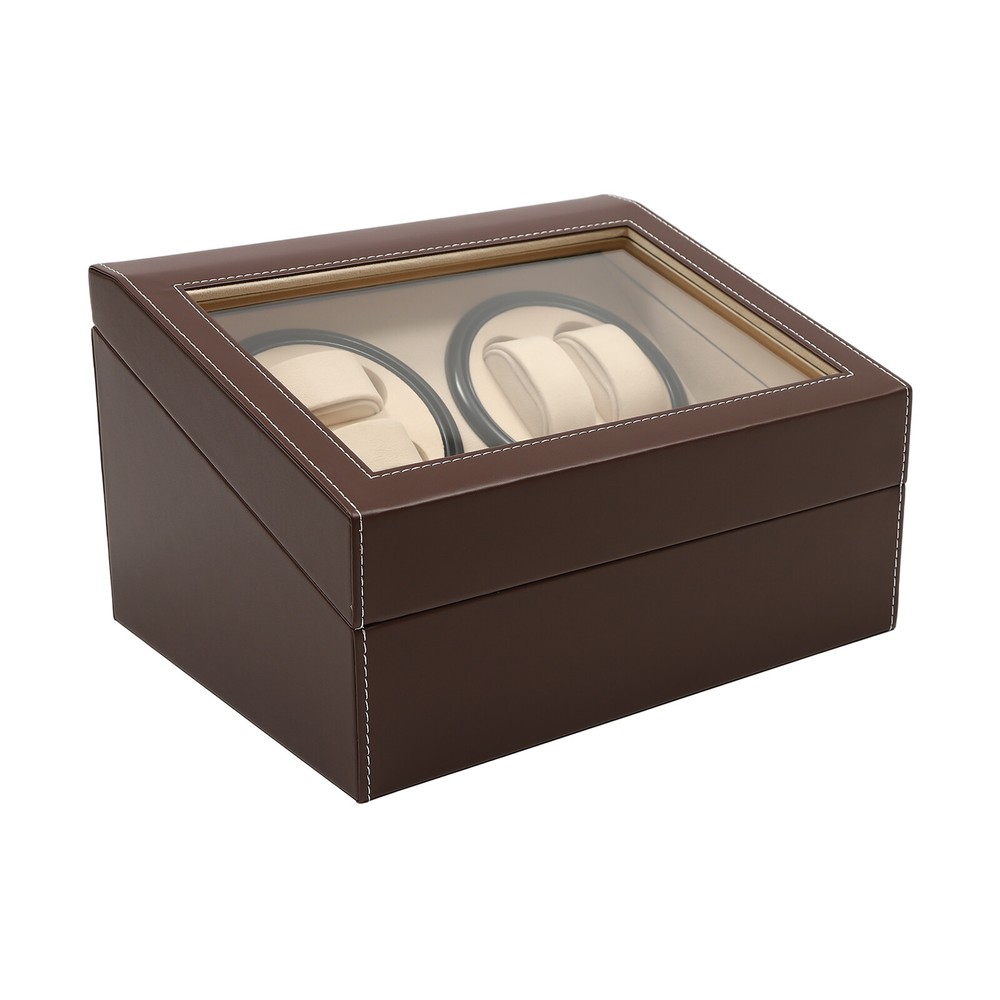 4+6 Automatic Watch Box Automatic Rotation Watch Display Storage Box Cage Brown