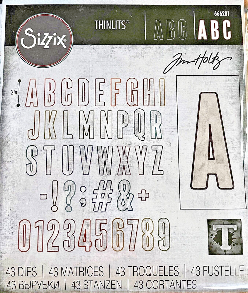 Alphanumeric Bulletin Alphabet Sizzix Thinlits Thin Metal Die Set by Tim Holtz