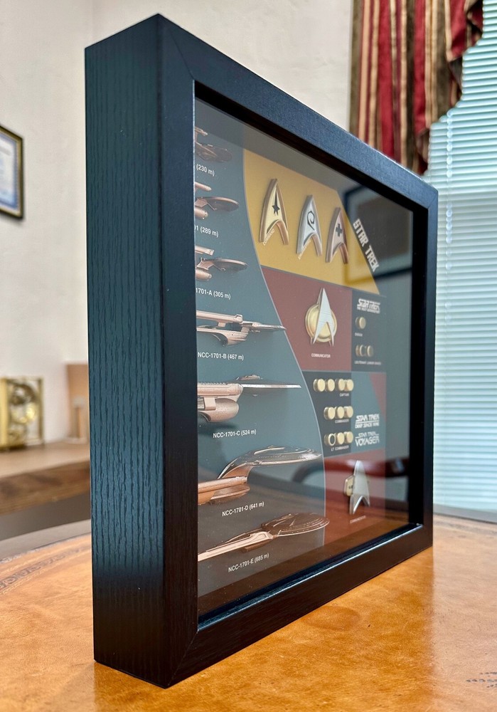 Ship & Combadge Display Shadow Box Star Trek, Enterprise, Large *Fan Made*