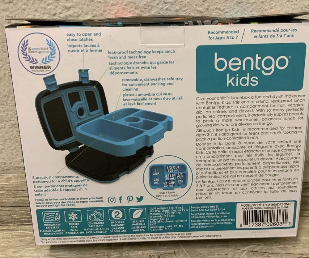🦕 Bendo Kids' Prints Leak-proof 5 Compartment Style Lunch Box Dinosaurs🆕