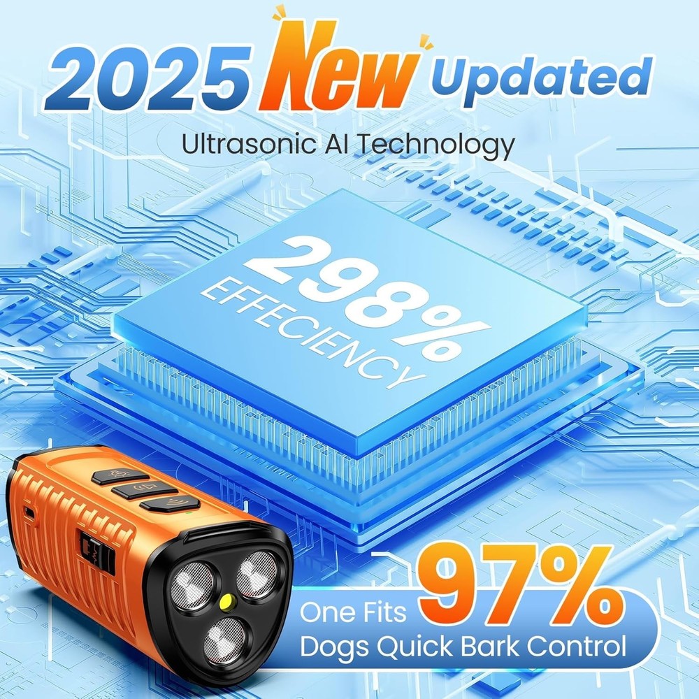 3X Fast Ultrasonic Bark Control Device - 5 Custom Modes for Effective Training