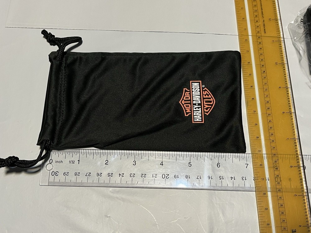 Harley Davidson Black Clamshell Leather Sunglasses/Eyeglasses Case Strap Cord