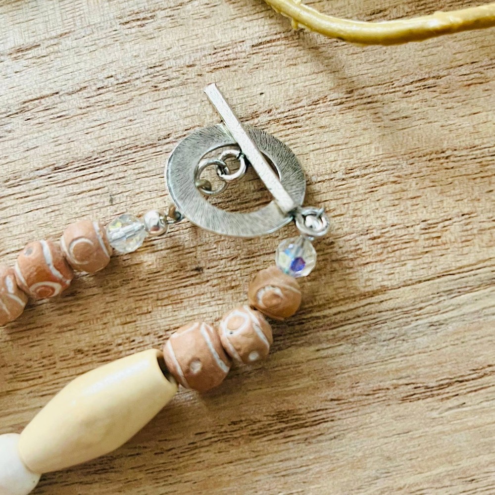 Boozy Brunch Wood Glass Statement Boho Necklace