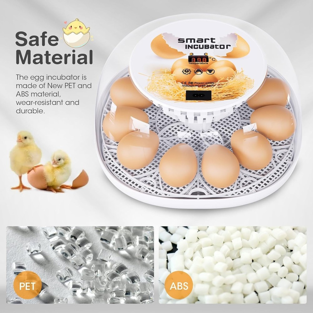 Automatic Egg Incubator for Hatching, Temperature Control & Transparent Lid