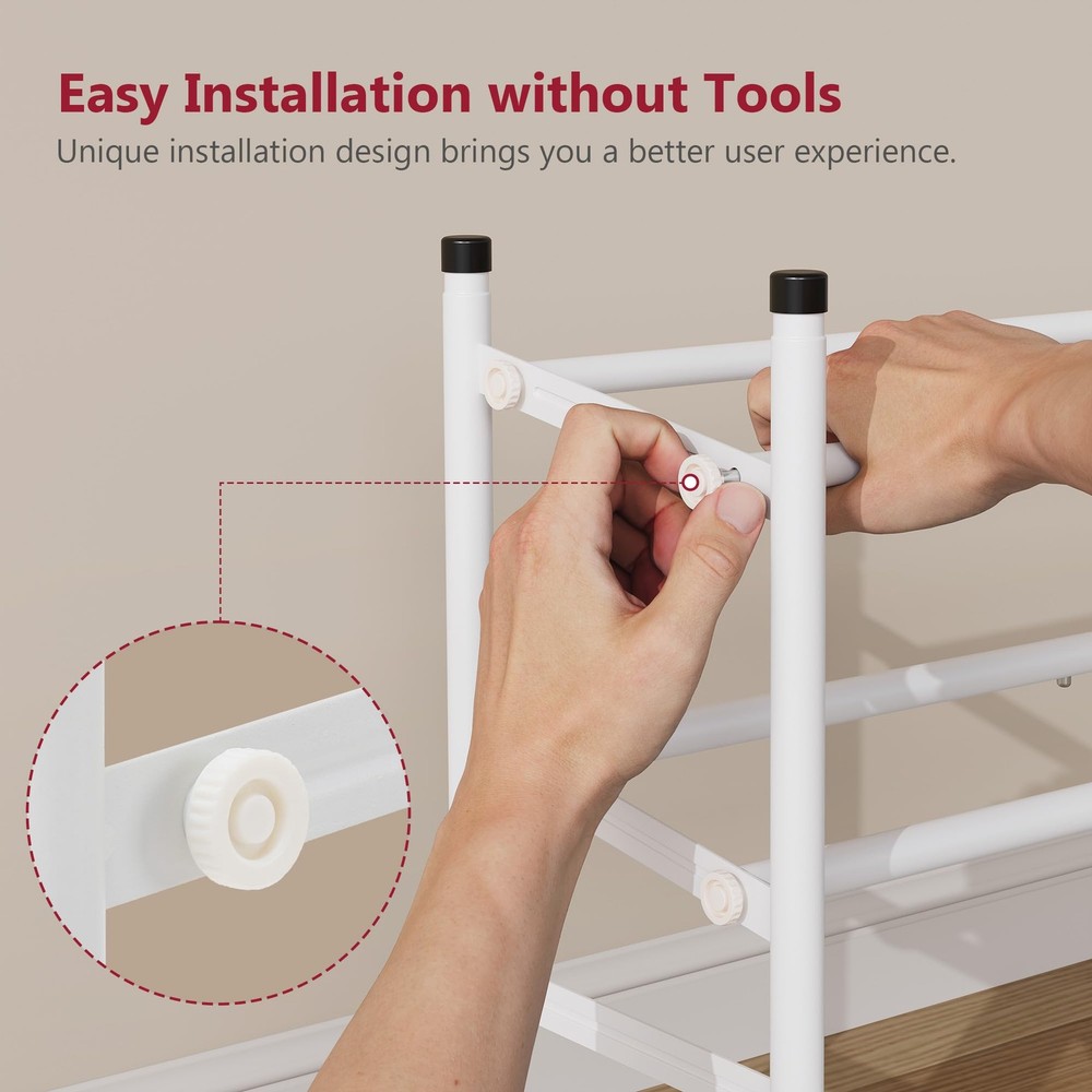Tajsoon 2Tier Expandable Metal Shoe Rack 2841 in Adjustable Stackable White