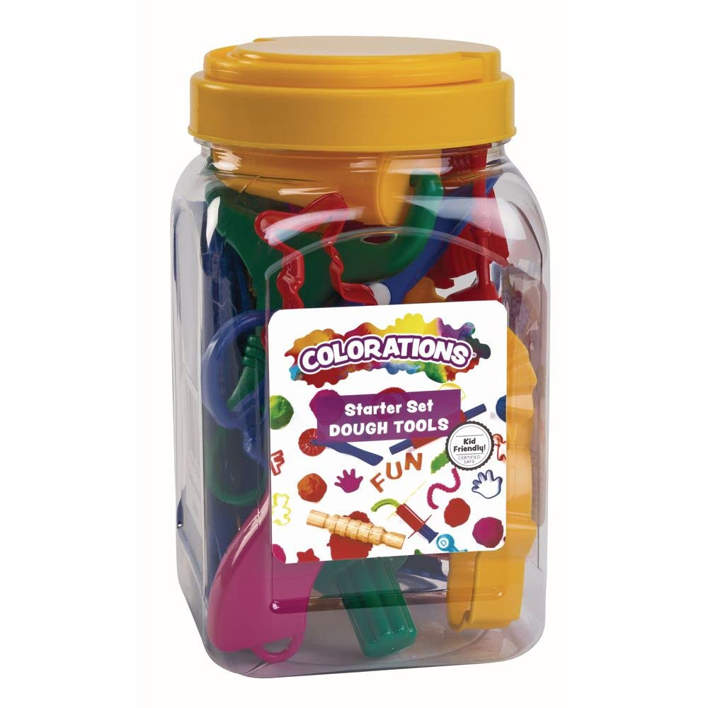 Plastic Clay & Dough Starter Playset in Storage Jar, 21 Pieces, Assorted, Class