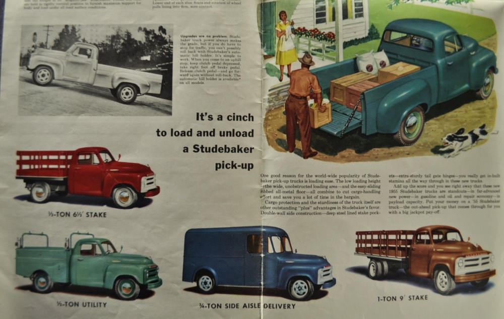 1955 Studebaker Truck Brochure Folder Pickup Stake Delivery Van Nice Original 55