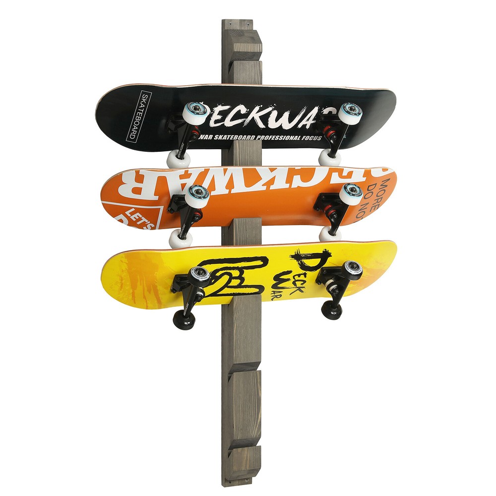 Wall Mounted Skateboard Storage Rack, Longboard Display Organizer Holds 6 Boards