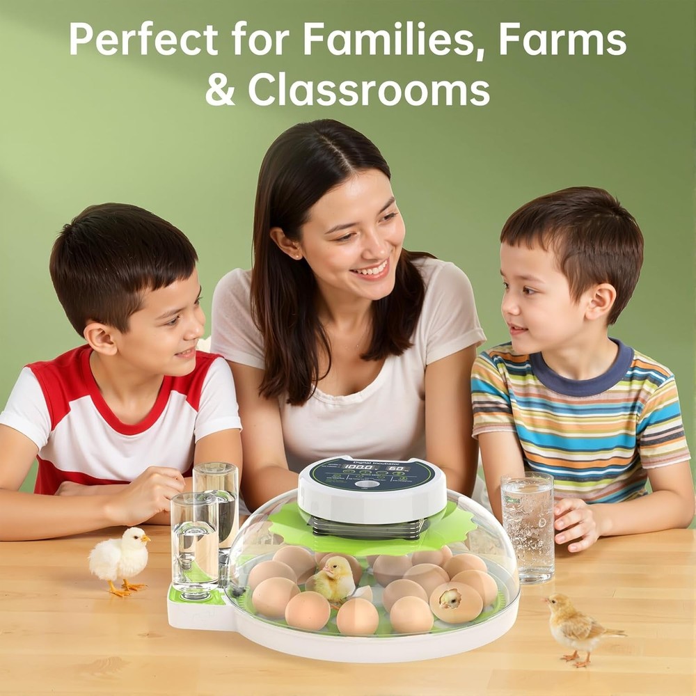 Egg Incubator with Automatic Egg Turning and Humidity Control, 18 Eggs Incuba...