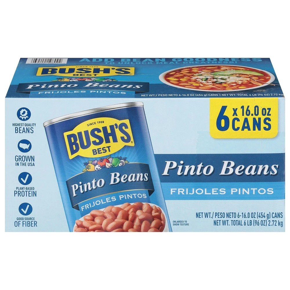 Bush's Pinto Beans, 16 oz. - 6 Pack - Nutritious & Savory