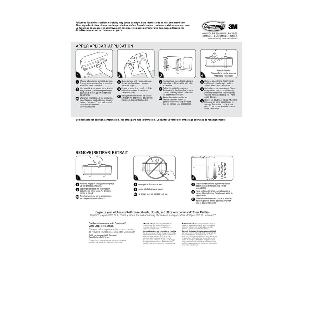 Command Caddy, Clear, Medium, 1 Caddy, Bathroom and Kitchen Organization