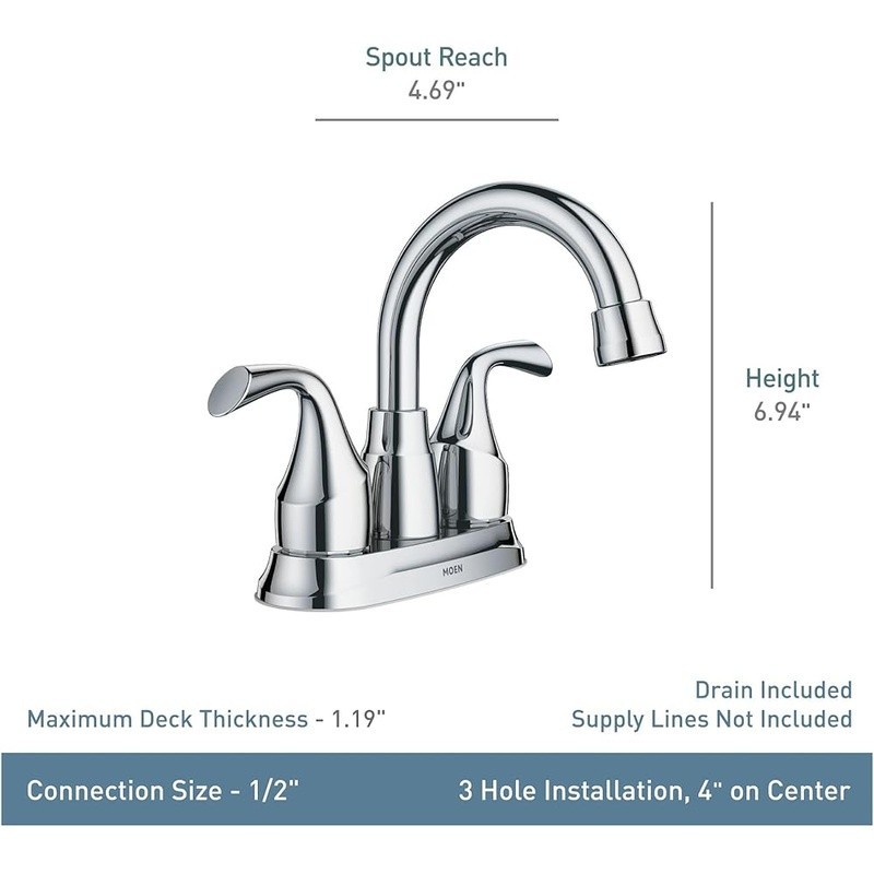 High Arc Bathroom Faucet Centerset 2 Handle Deck Mount Easy Installation Durable