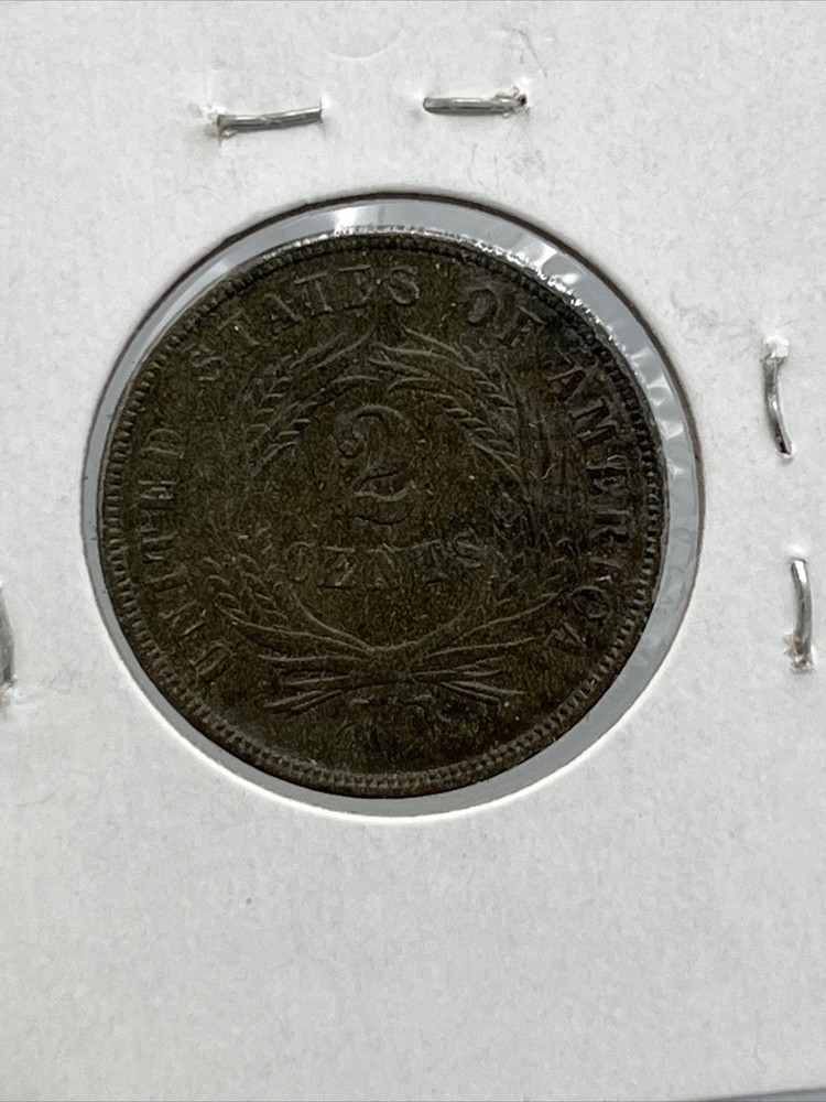 Two Cent Piece Coin 1869 AU About Uncirculated Dark