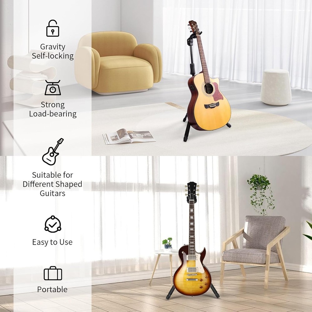 Guitar Stand - Heavy Duty Auto-Lock, Adjustable & Foldable for Acoustic/Elect...
