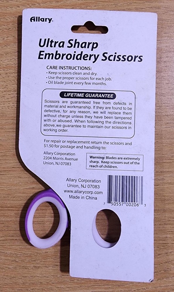 Allary Ultra Sharp Embroidery Scissors 4.25" (Item No. 206)