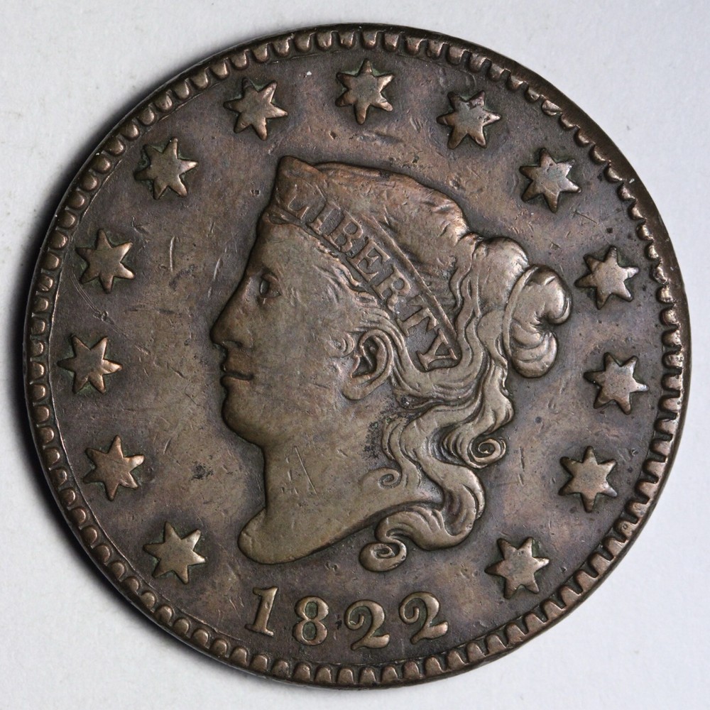 1822 Coronet Head Large Cent CHOICE XF E117 T