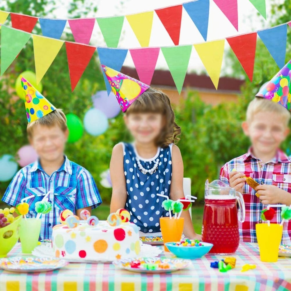 100M Multicolour Bunting Triangle Flags Party Rainbow Outdoor Decor UK
