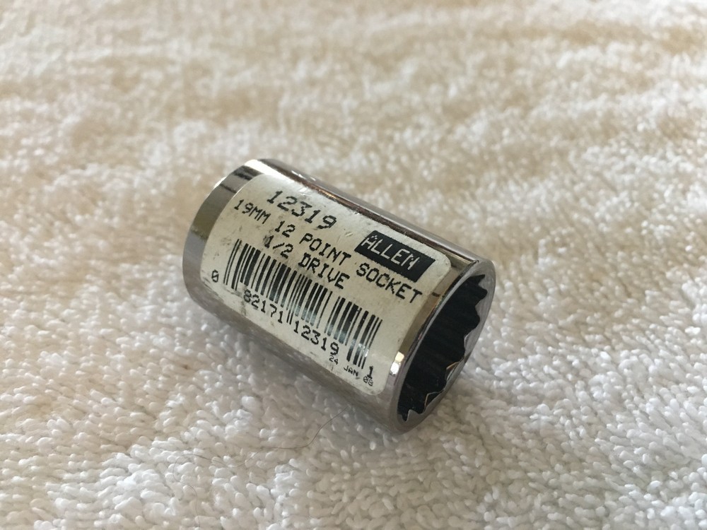 Allen 19mm 12 Point Socket 1/2 Drive 12319 - New