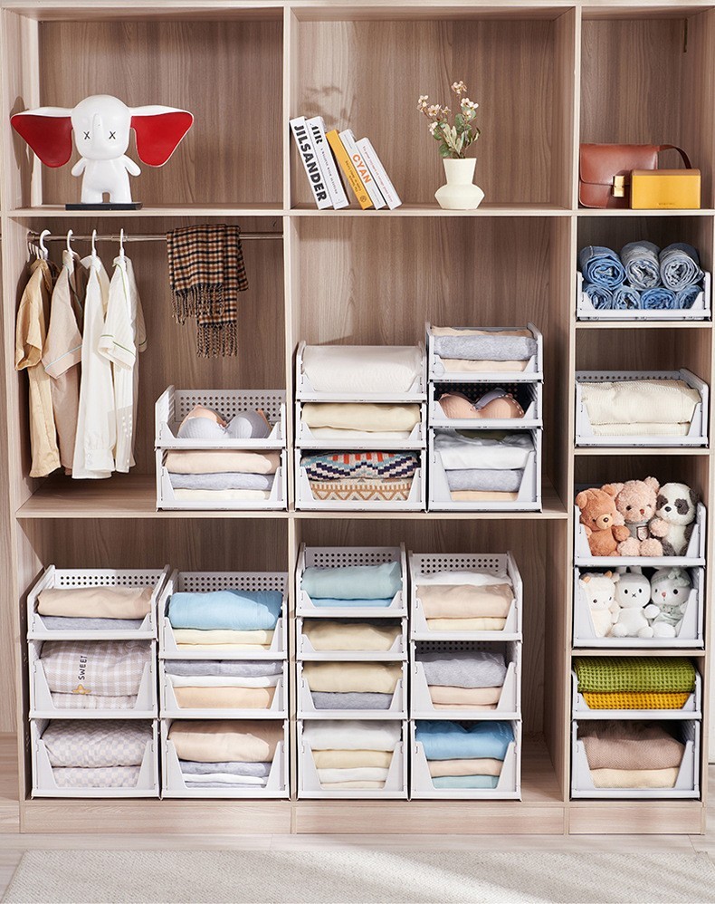 5-Pack Stackable Wardrobe Storage Baskets