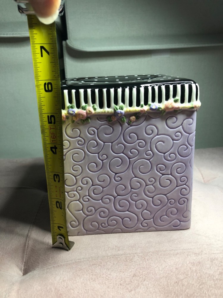 Lavender Floral Polka Dot Ceramic Cube Tissue Box Holder