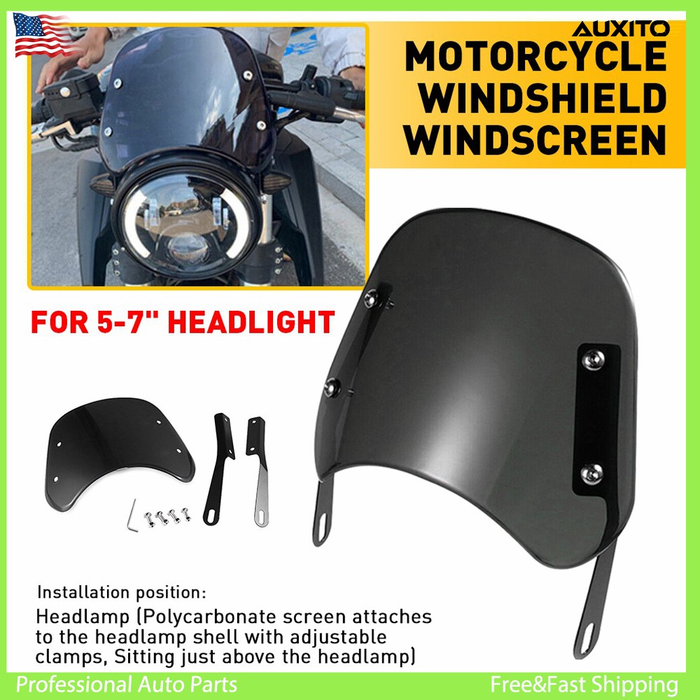 5"-7" Motorcycle Round Headlight Smoke Windshield Windscreen Universal For Honda