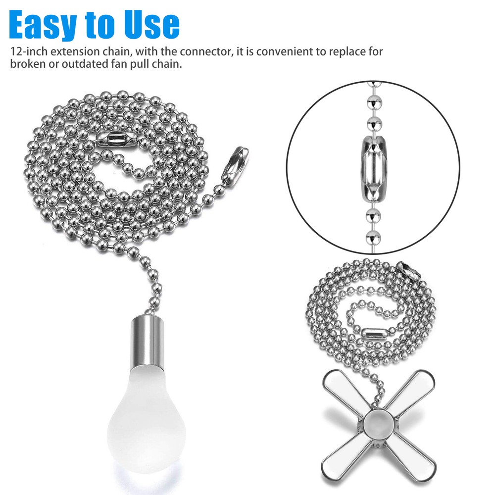 2/4Pcs Ceiling Fan Light Bulb Pull Chain Beaded Ball Extension Connector Decor