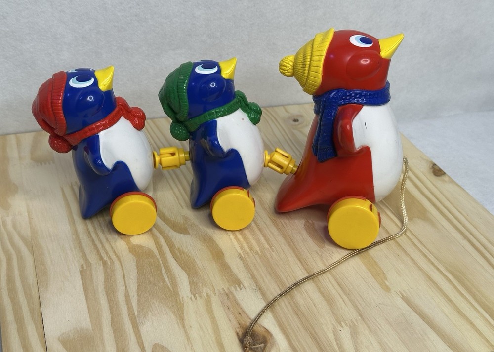 Vintage Pull Toy Penguins Set Of 3