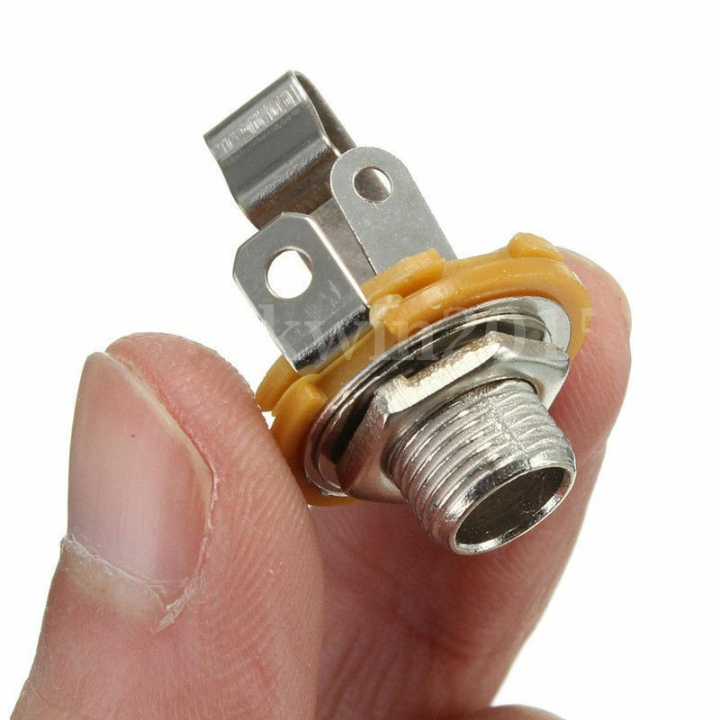 10 Pcs Mono 1/4" 6.35mm ID Jack Socket Connector Panel Mount Guitar Plate;