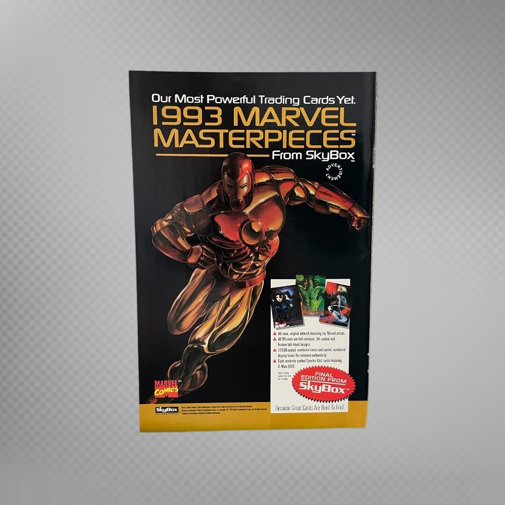 1993 Marvel Masterpieces SkyBox Cards Original Print Ad 90's Iron Man