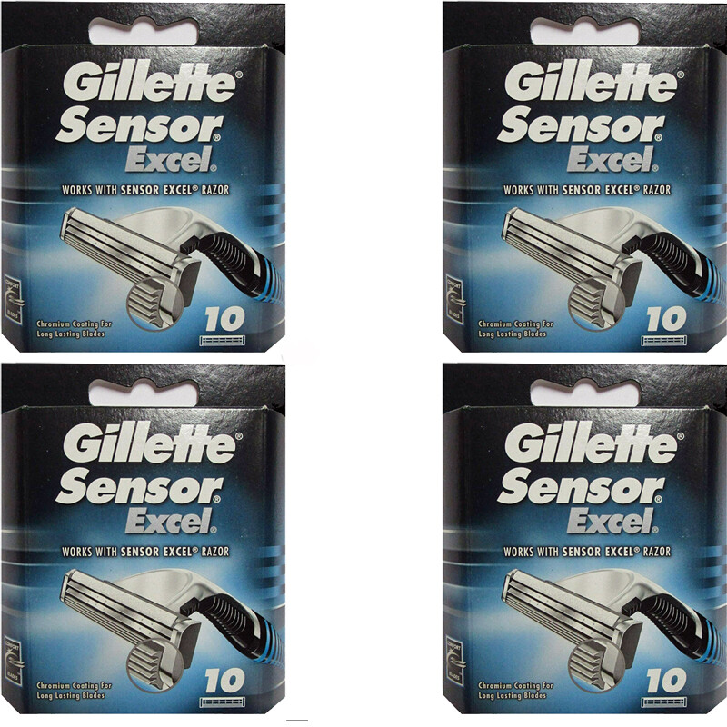 40 Cartridges Gillette Sensor Excel Refill Razor Blades