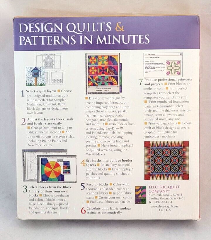 Electric Quilt Design Software Windows 95/98 CD Complete Patterns Weave Duve NEW