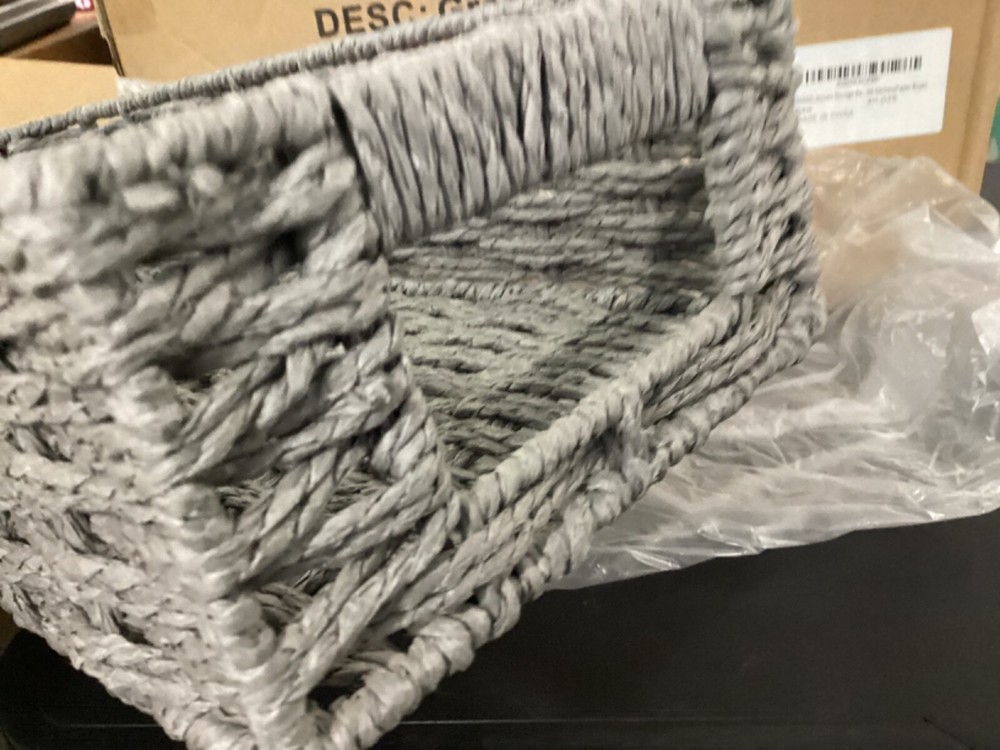 Gray Color Grass Woven Storage Bins 2)