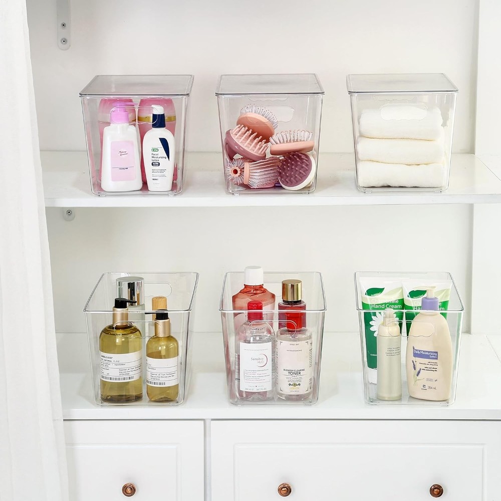 4-Pack XL Clear Stackable Storage Bins with Lids - Perfect for Pantry & Kitchen